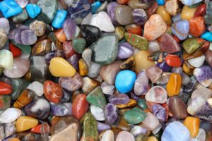 large collection of crystals. Use crystals to naturally detox.